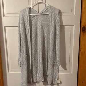 Gray Open Front Cardigan